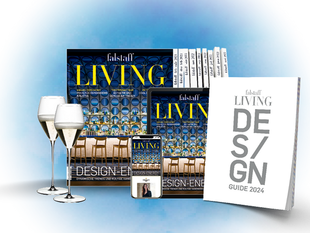 9 x FALSTAFF LIVING MAGAZIN & Riedel Veloce + Designguide